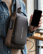 Port USB du sac antivol, batterie et câble non fournis – image générée par IA