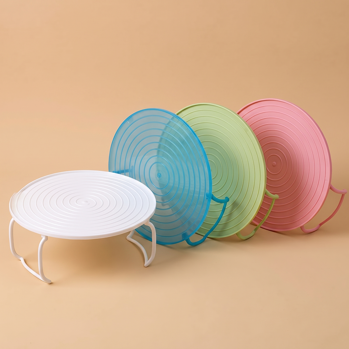 Support pliable 2 étages pour micro-ondes, quatre coloris blanc bleu vert rose