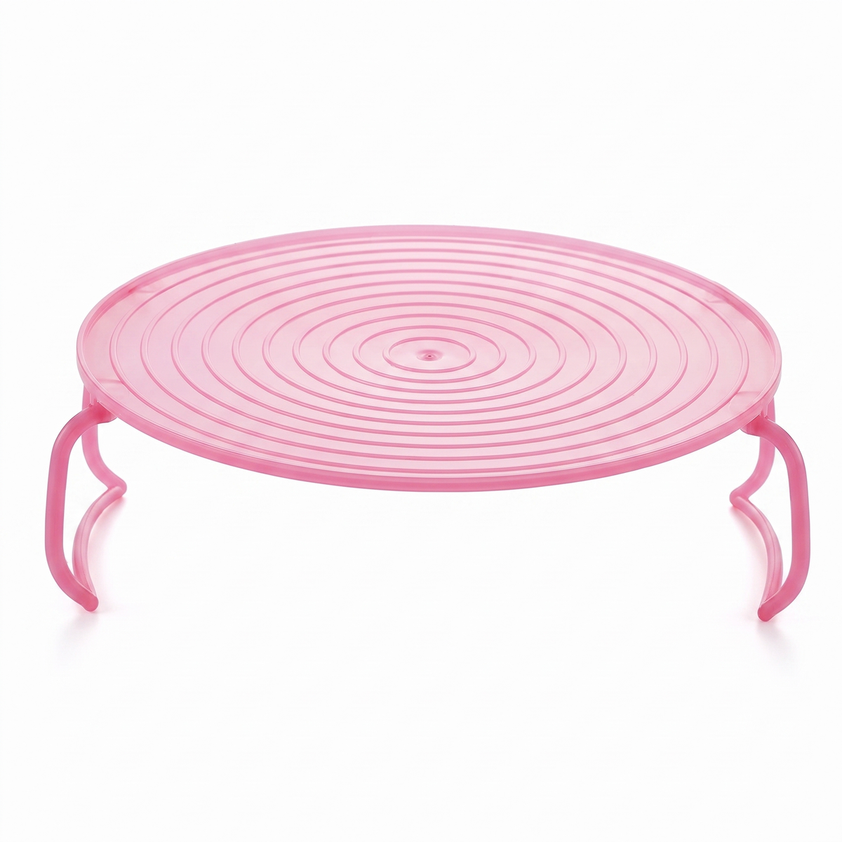 Support pliable 2 étages pour micro-ondes rose, pieds dépliés