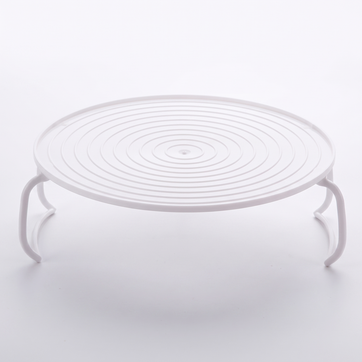 Support pliable 2 étages pour micro-ondes blanc, pieds dépliés