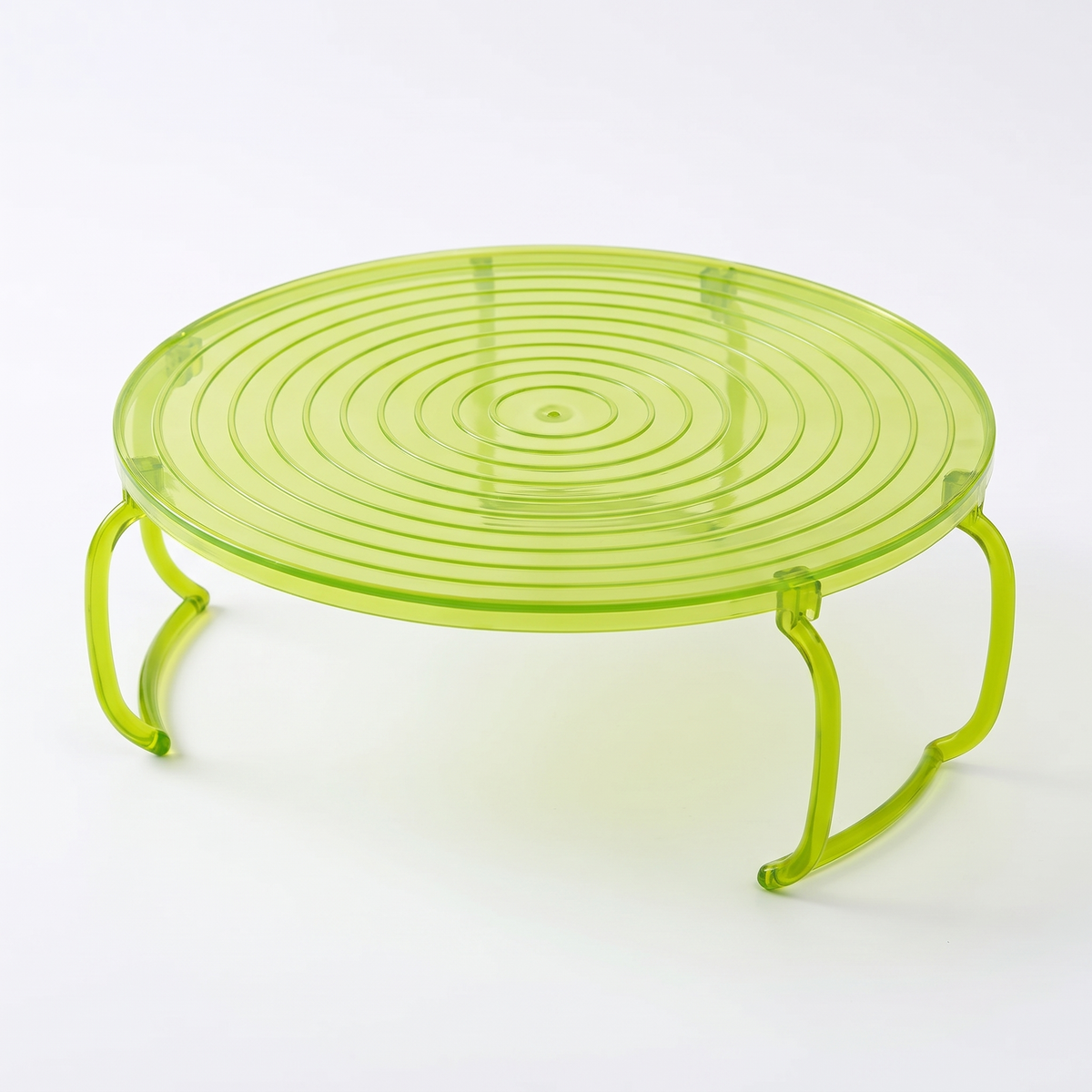 Support pliable 2 étages pour micro-ondes vert translucide, pieds dépliés